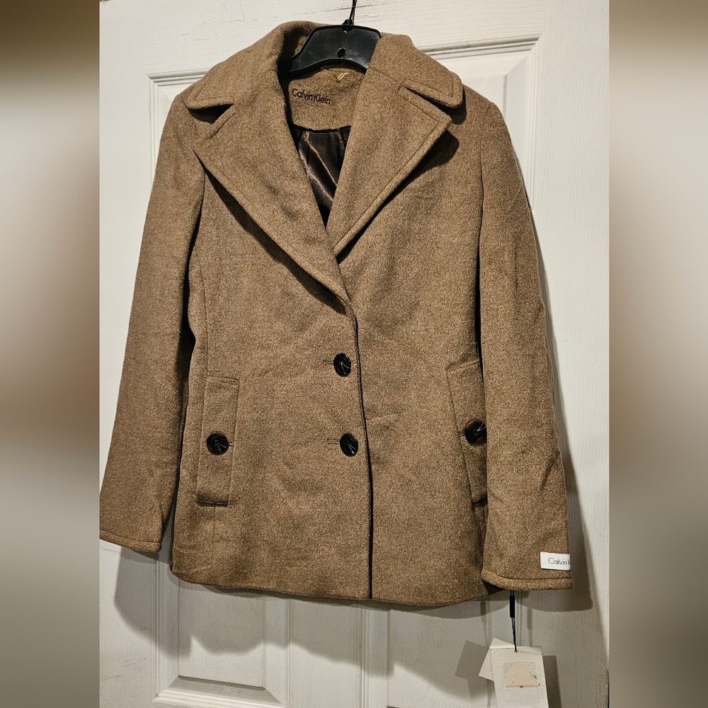 CALVIN KLEIN WOOL AND SILK BLEND COAT